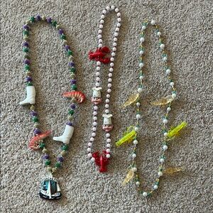 3 vintage marti gras beads